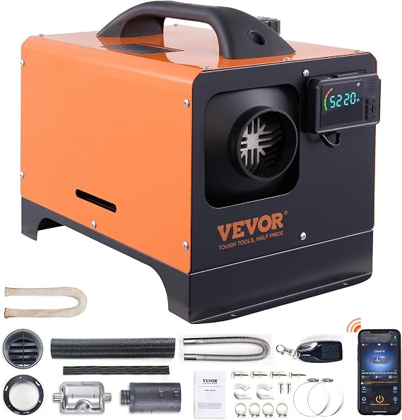 VEVOR Diesel Heater, 12V All-in-one Diesel Air Heater with Remote Control and LCD Display, 5L Fuel Tank Fast Heating Portable Diesel Parking Heater