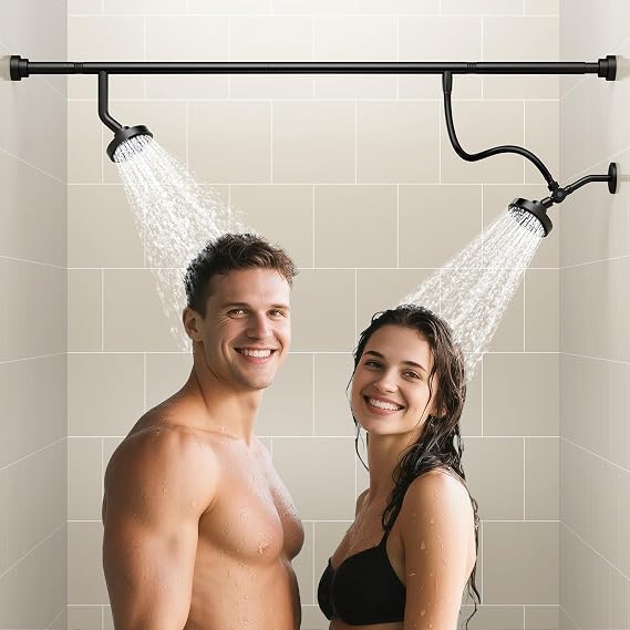 Dual Shower Head for Couples, Double Showerheads (Black)