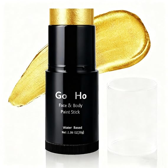 Go Ho Metallic Gold Face Body Paint Stick,Washable Gold Face Paint,Non-toxic Cream Body Paint for Halloween Costumes Cosplay SFX Makeup