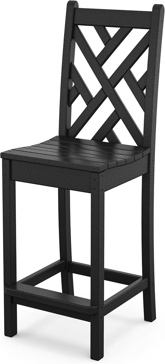 POLYWOOD Chippendale Counter Side Chair in Black