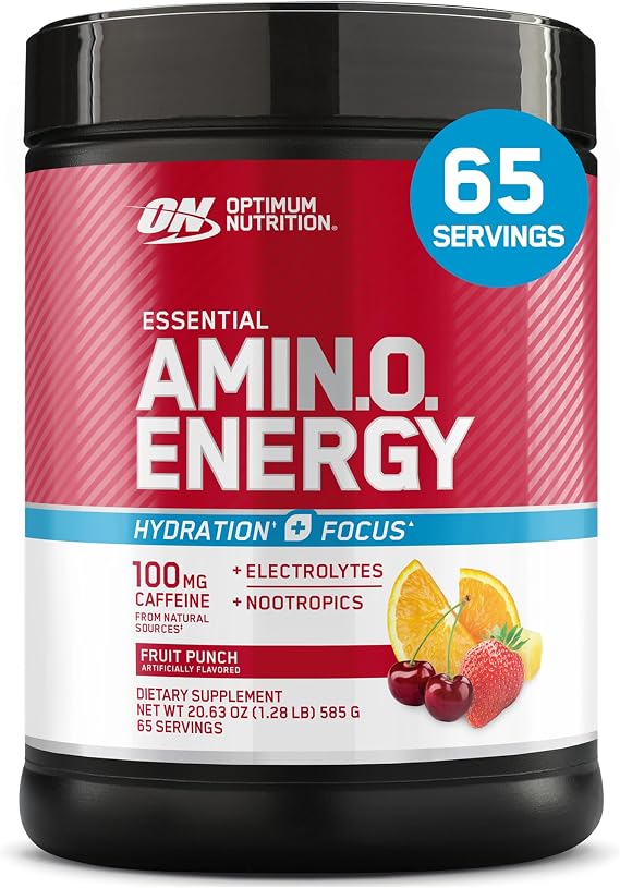 Optimum Nutrition Amino Energy Powder Plus Focus, Fruit Punch, 21 Oz