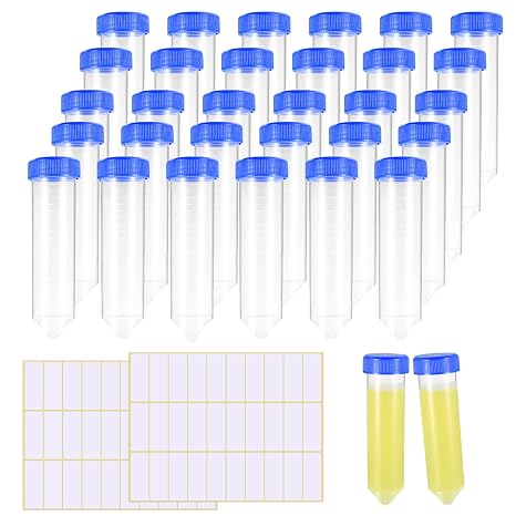 26 50ml plastic test tubes, DIY with caps, includes 1 sticker