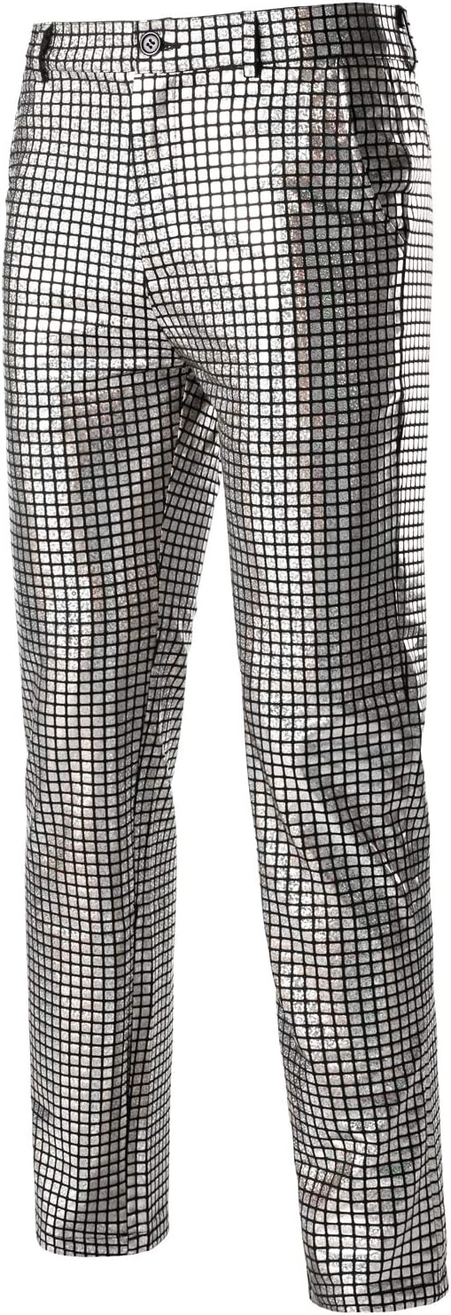 ZEROYAA Mens Night Club Metallic Gold Suit Pants/Straight Leg Trousers