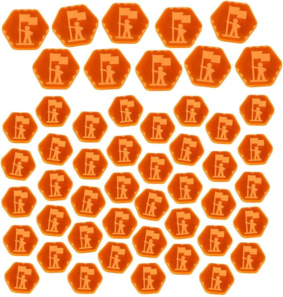 LITKO Infantry Tokens | Compatible w/Twilight Imperium | Orange | 40x singles + 10x value-3 tokens for ground forces | 20mm/27mm laser-engraved fluorescent orange acrylic | Set of 50