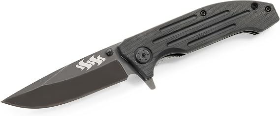 Kuuma 51910 Spring Assisted Knife (Fine Edge,4.5"), Black,One Size