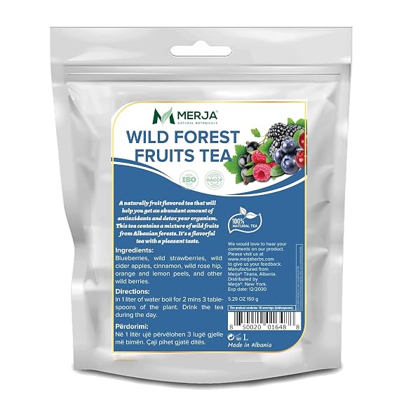 Merja Herbs Wild Forest Fruits Tea [150g] Caffeine-Free Herbal Tea | Berries, Citrus & Spices for Immune Support & Heart Health