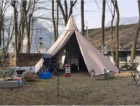4.3M/14.1ft Waterproof 4 Season Teepee Tent with Stove Jack for Adult Outdoor Camping 5-8 Persons