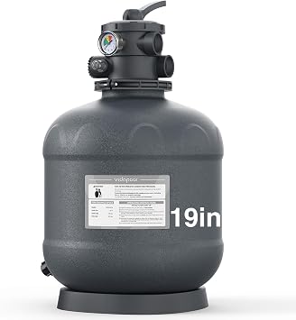 19in Sand Filter System with 6-Way Valve, Up to 29,000 Gallons Pool Sand Filter, Pool Filter Fits All Above Inground Pools, Grey
