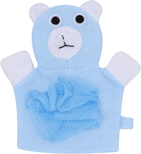Cute Bear Bath Mesh Shower Ball Pouf Loofahs Exfoliating Bath Sponge Body Cleaner for Children Kids