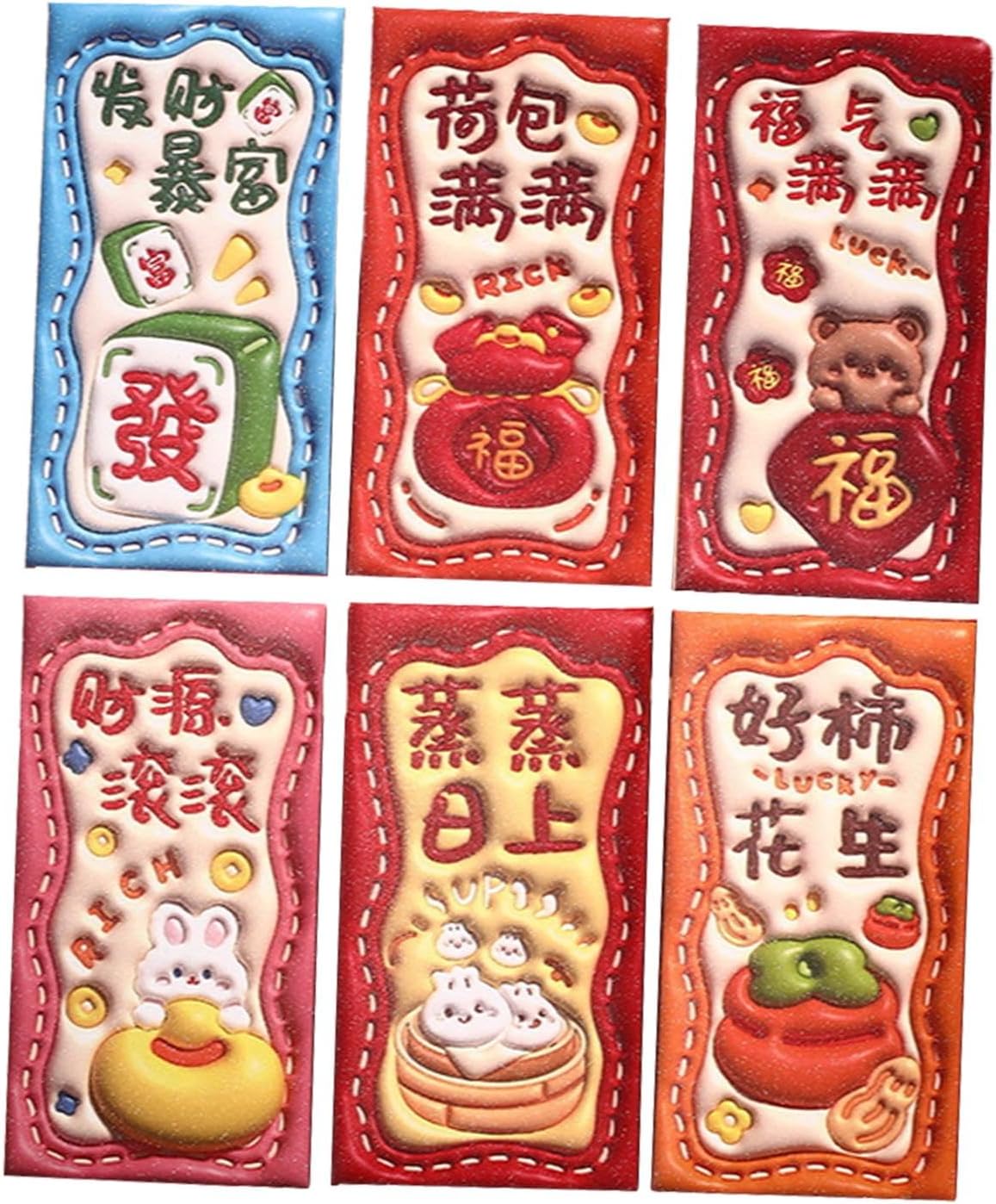 6 Pieces Snake Chinese New Year Red Envelopes Red Packet Greeting Card Envelope Traditional Spring Festival Supply Hongbao, Style A