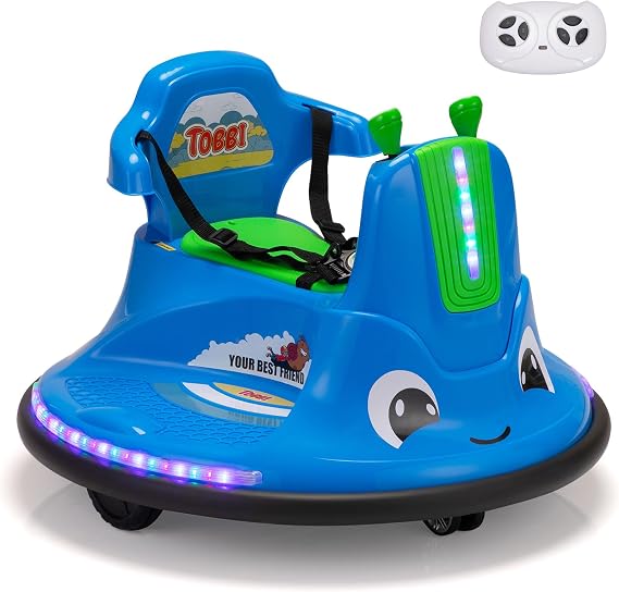 TOBBI Kids Electric Ride On Snail Shape Toy, 12V Battery Powered Toddler Bumper Car with Parent Remote Control/Funny Stickers/360 Degree Spin for