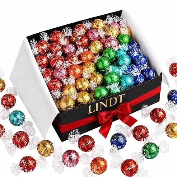 100 Count Assorted Chocolate Truffles, 5-8 Flavors (Flavors May Vary) Milk & Dark Chocolate Candy, Gourmet Fine Chocolate Box, Basket Filler, Gift Arrangement Essential - Individually Wrapped