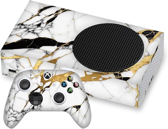 Head Case Designs White, Gold, and Black Marble Vinyl Sticker Gaming Skin Decal Cover Compatible With Xbox Series S Console and Controller Bundle