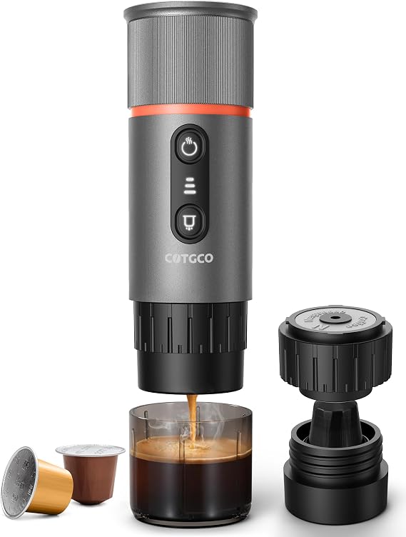 Portable Espresso Coffee Maker, Travel Coffee Maker for Camping, 20 Bar SelfHeating Rechargeable with USB-C, with NS Capsule for Car/Travel/Camping