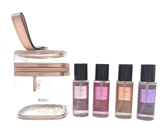 Victoria's Secret Best of Mist Gift Set: Love Spell, Bare Vanilla, Pure Seduction, Velvet Petals & Beauty Bag