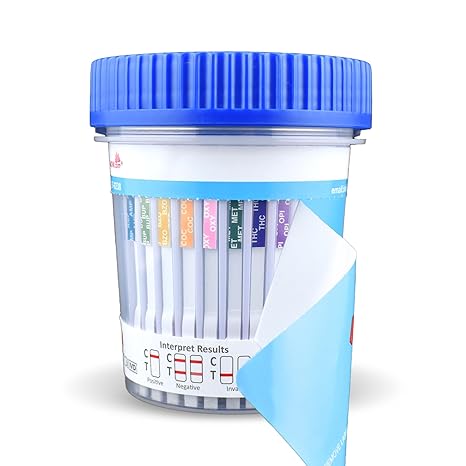 12 Panel Drug Test Kit 25 Pack Urine Drug Test Cups, Rapid 5 Minute Results, Multi Panel Drug Screen for AMP OPI MET BZO COC MTHD OXY BUP MDMA THC BAR TCA Leak Resistant 12 Panel Now