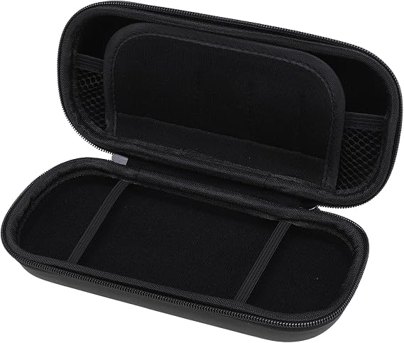 Asixxsix 3000 Carrying Case, Hard Game Console Protective Case Bag with Wrist Band, 5 Game Cartridge Slots, Travel Pocket Pouch and Mesh Pocket, Water PU EVA (Black)