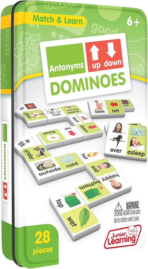 Junior Learning Antonyms Dominoes - 28 Piece Educational Game Set