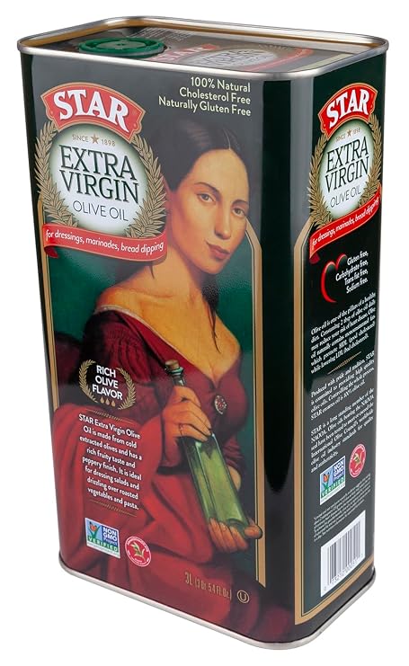 STAR | Extra Virgin Olive Oil | 101 Oz (3 L) Tin | Rich Olive Flavor | Ideal for Family Cooking and Daily Use | Rich Olive Flavor, Ideal for Family Cooking and Daily Use