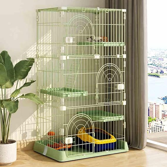 Cat Kennel Cat Playpen, Large Cat Cage Enclosures Indoor, Metal Kitten House, Kitten Crate Large Exercise Place Ideal for Small and Medium Cats Kittens Kitty(Green,76x133.3cm/29.9x52.5in)