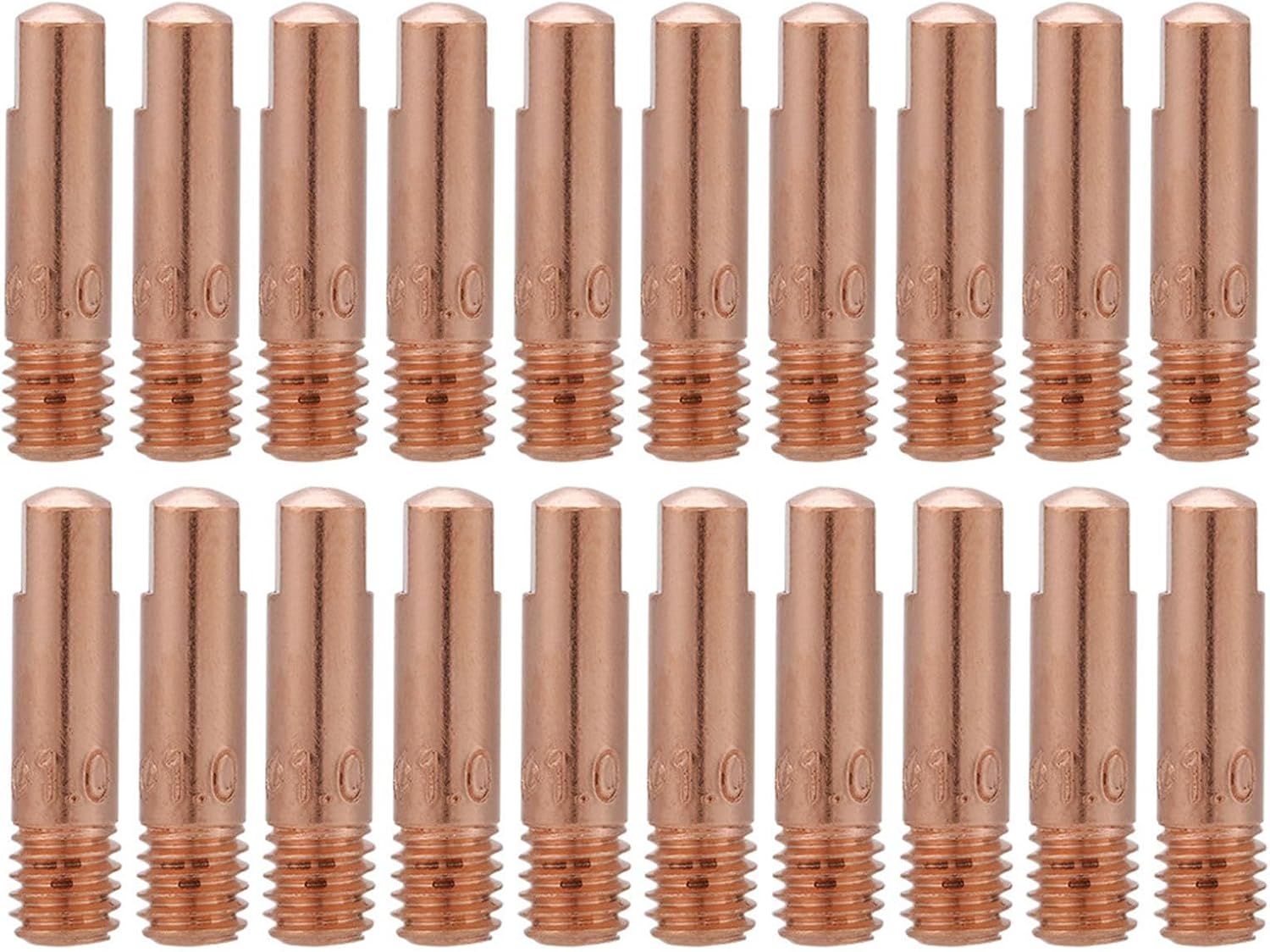 Welding Contacts Tip Copper Welder Contacts Tips 20PCS, 0.8mm, 1.0mm, for Binzel 15AK MIG MAG Welding Torch Consumables, Smooth Wire Feed, Generous Quantity 1.0
