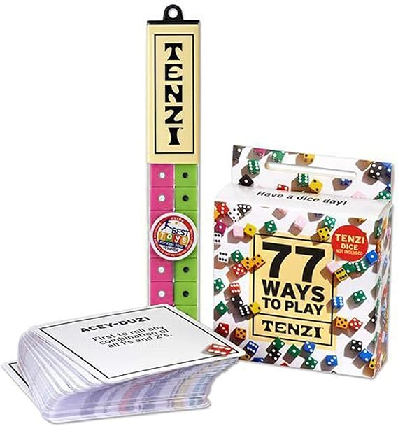 TENZI Dice Party Game Bundle with 77 Ways to Play A Fun, Fast Frenzy for The Whole Family - 4 Sets of 10 Colored Dice with Storage Tube - Colors May Vary