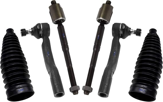 6 Pc Front Steering Kit Inner and Outer Tie Rod Ends Rack and Pinion Bellow Boots