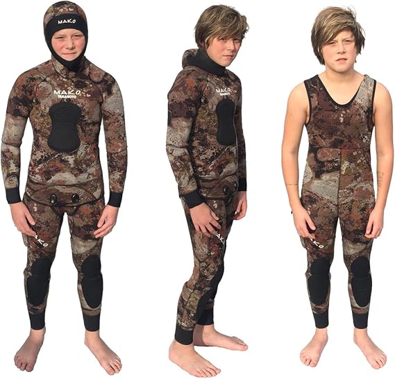 MAKO Spearguns Youth Spearfishing Wetsuit (3D Yamamoto Reef Camo, 2 Piece, Open Cell)