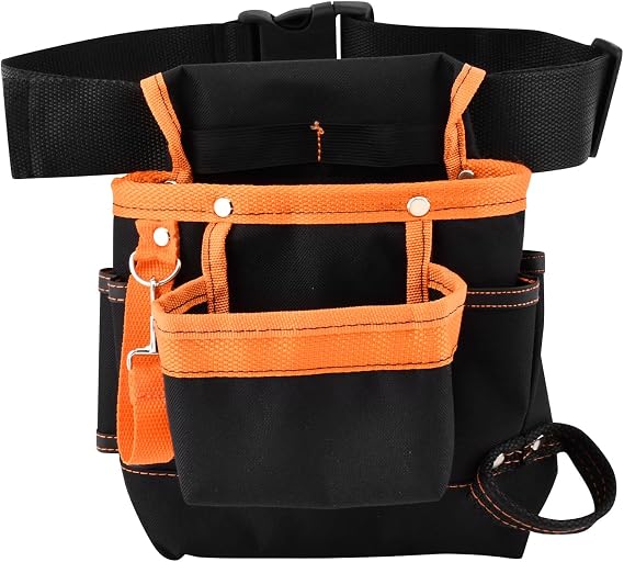 Tool Belts 8 Pockets, Tool Pouch Heavy Duty Tool Belts for Men Tool Belt Bag Adjustable Tool Pouch Belt with Belt Clip Utility Belt Pouch for Electrician, Carpenter, Construction