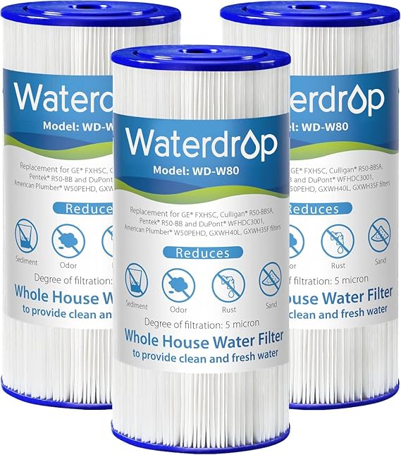 Waterdrop FXHSC Whole House Water Filter for GE FXHSC, 5 Micron
