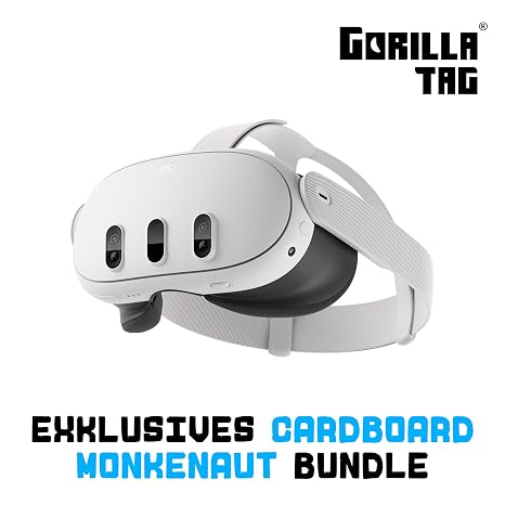 Meta Quest 3 512GB VR Headset - 30% Higher Resolution - Double Graphics Performance - Wired Virtual Reality - Gorilla Tag Cardboard Monkenaut Bundle -