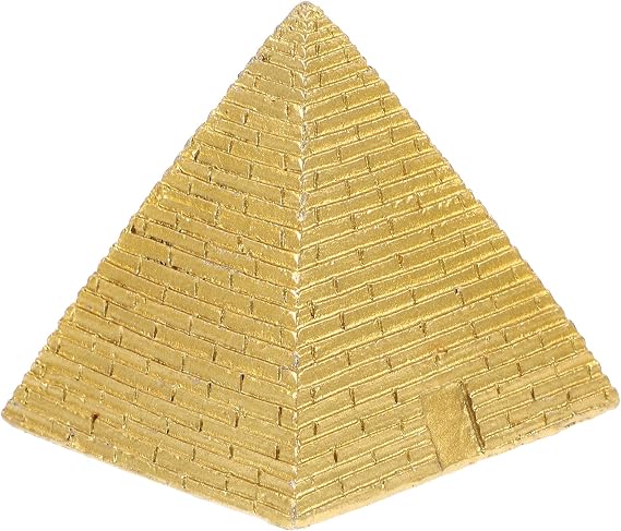 VOSAREA Egyptian Pyramid Statue Mini Resin Pyramid Figurine Sculpture Ancient Egyptian Building Model Egypt Souvenirs for Aquarium Terrarium Zen Sand Table Decor Golden