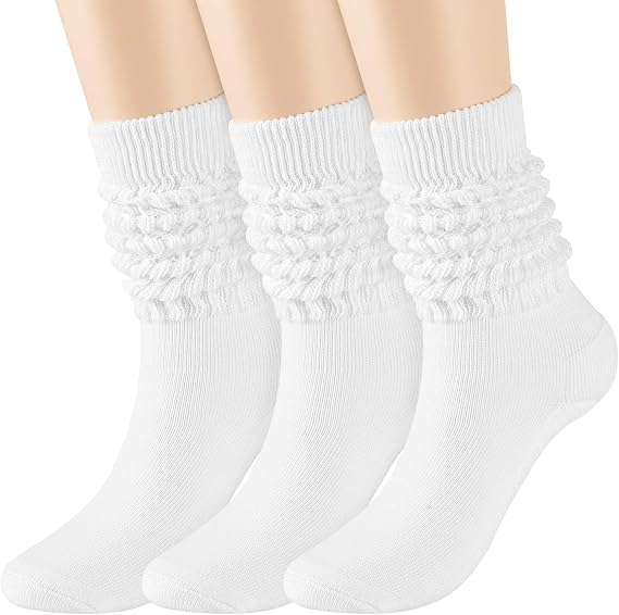 3 Pairs Scrunchy Socks for Women,Slouch Socks Women Knee High Scrunch Socks Size 5-11