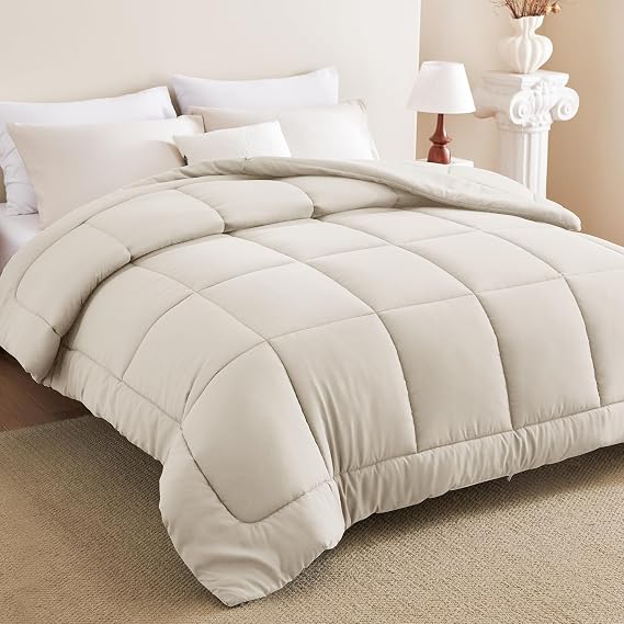 CozyLux Queen Size Duvet Insert, 300GSM Down Alternative Comforter, Beige