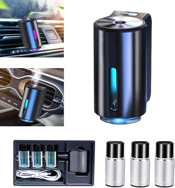 Car Air Freshener Diffuser, Smart Car Air Freshener with Three Adjustable, Aromatizante para Carro, Rechargeable Fresheners Long Lasting, Essential Oil Diffuser, Home, Office (Cologne)