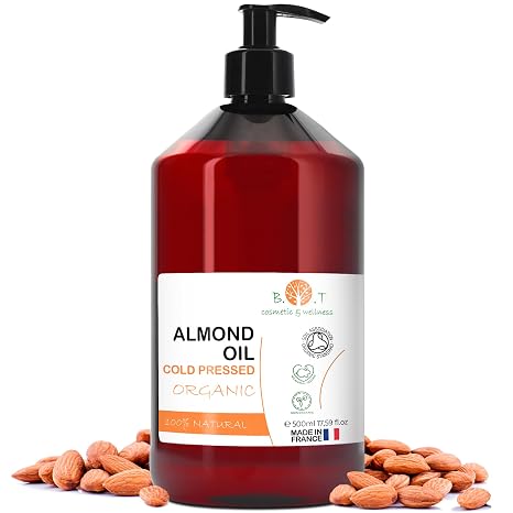 B.O.T Cosmetic & Wellness ORGANIC Cold Pressed Sweet Almond Oil 100% Pure (500 ml)