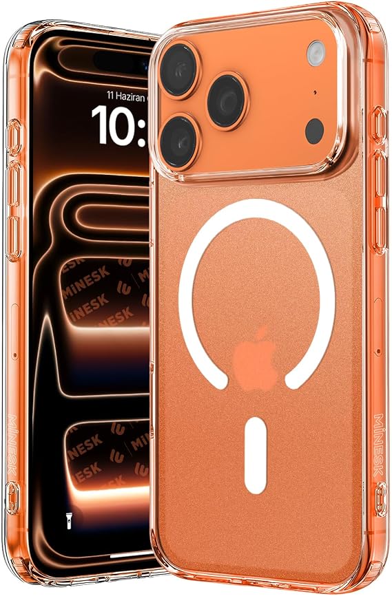SuperMatt Series Compatible with MagSafe for Minesque iPhone 17 Pro Max - Hard MATERIAL on the Back - Soft Transparent on the Edges - Metal Keypad - Transparent Silicone Case (Magnetic, 17 Pro Max)