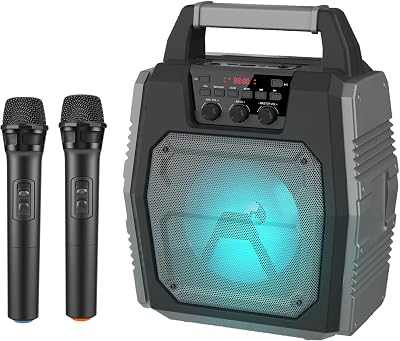 Karaoke Machine with 2 Wireless Microphone | Karoke Set Good for AdultsKidsParty | Adjacent Audio B22