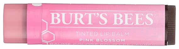 Burts Bees 100% Natural Tinted Lip Balm, Pink Blossom with Shea Butter & Botanical Waxes 1 Tube