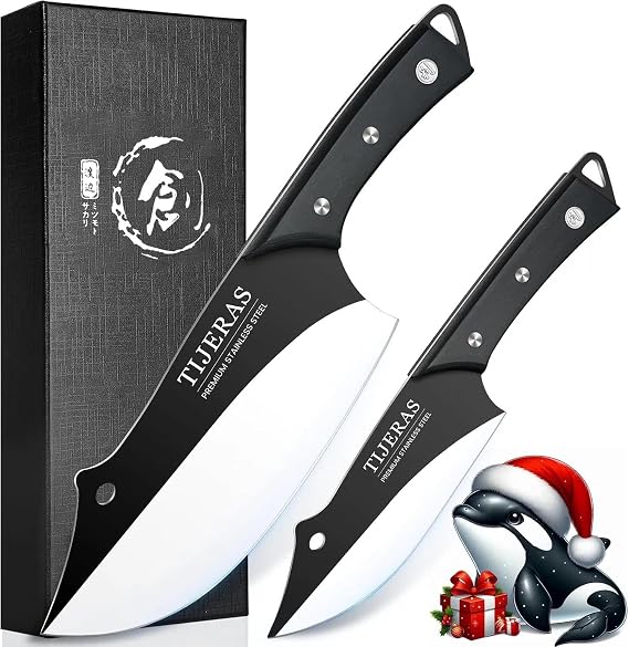 TIJERAS Professional Meat Cleaver Knife - 2PCS with Ergonomic Handle