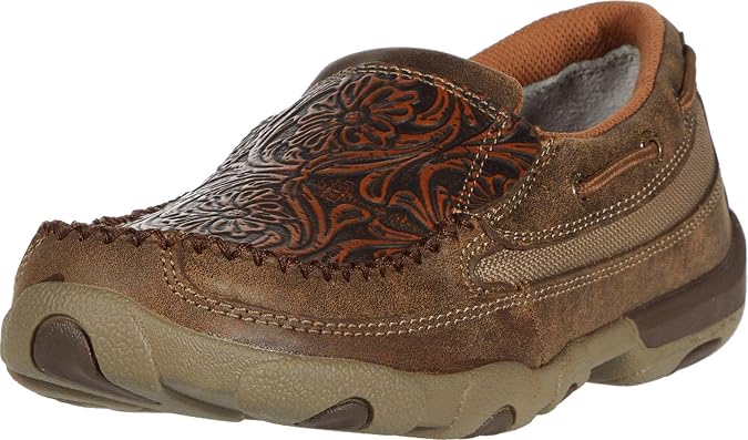 Twisted X Women's Slip-On Driving Moc, Moc Toe, Bomber & Tooled Brown, 10 M