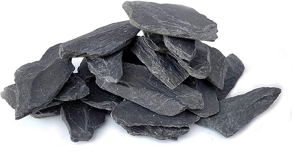 Natural Slate Stone 3 to 5 inch Rocks for Miniature and Fairy Garden, Aquascaping Aquariums, Reptile enclosures & Model Railroad. (5lbs)