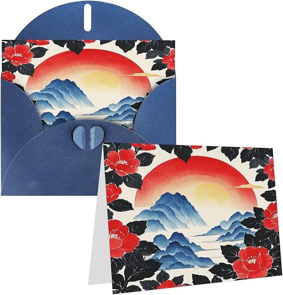 Greeting Cards Black Saffron Chinese Landscape Sun Heart Various Occasions Greeting Cards Friendship Commemorative Cards Holiday Cards