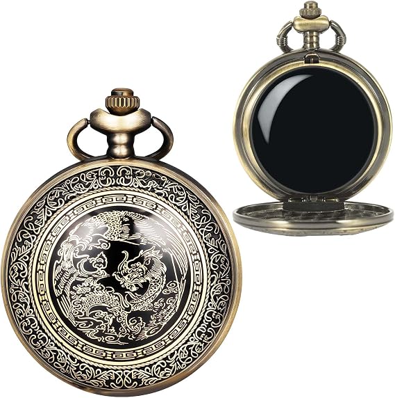 Scrying Mirror Natural Black Obsidian Mirror for Divination Bronze Dragon and Phoenix Design