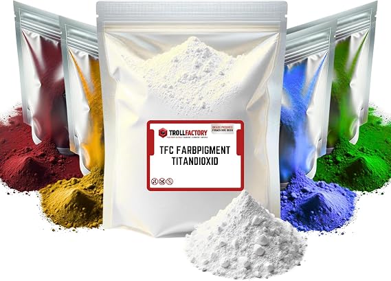 TFC Farbpigment Oxid Weiß – Hochdeckendes Pigmentpulver für Reliefgießmassen wie Xyrarock Gips Epoxidharz und Beton Matt Lichtbeständig und Wetterfest I 500g