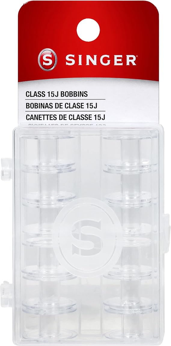 SINGER Class 15J Transparent Bobbins with Storage Case, 12 Count