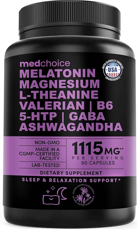 MEDCHOICE 12-in-1 Melatonin 5mg Sleep Capsules with Magnesium, 90ct