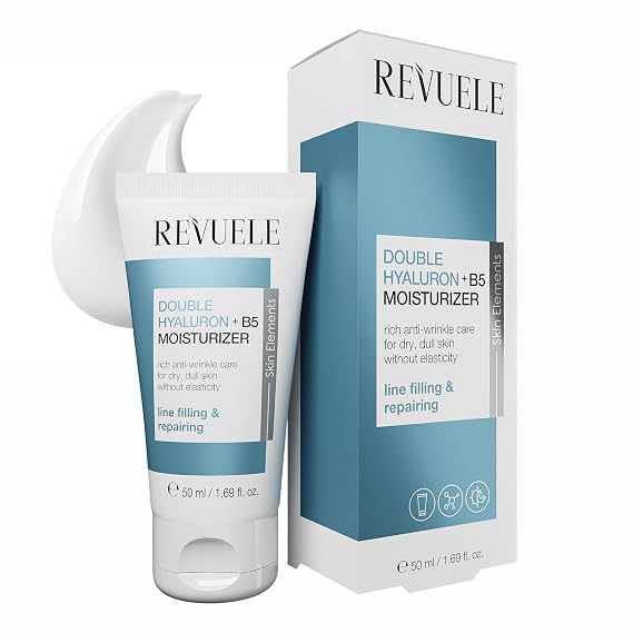 Revuele Double Hyaluron + B5 Facial Moisturizer, Lightweight Hydrating Cream with Dual Hyaluronic Acid & Panthenol, For Soft and Smooth-Looking Skin 1.69 fl.oz