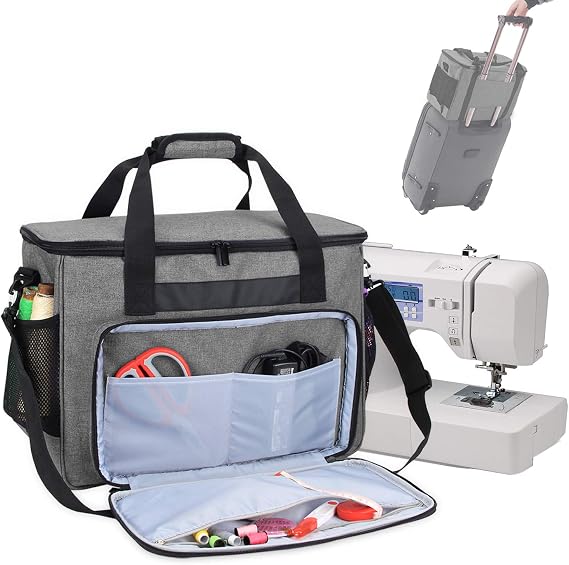 Teamoy Sewing Machine Case, Carrying Tote Bag Storage Organizer, Gray