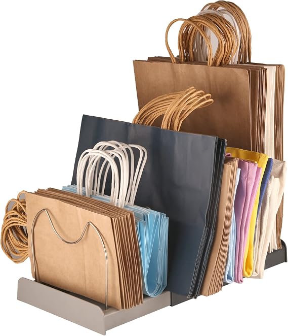 Engorgio Adjustable Shopping Bag Organizer - Great for Storing Folded Cloth, Paper, Lunch & Reusable Food, Shopping & Gift Bags